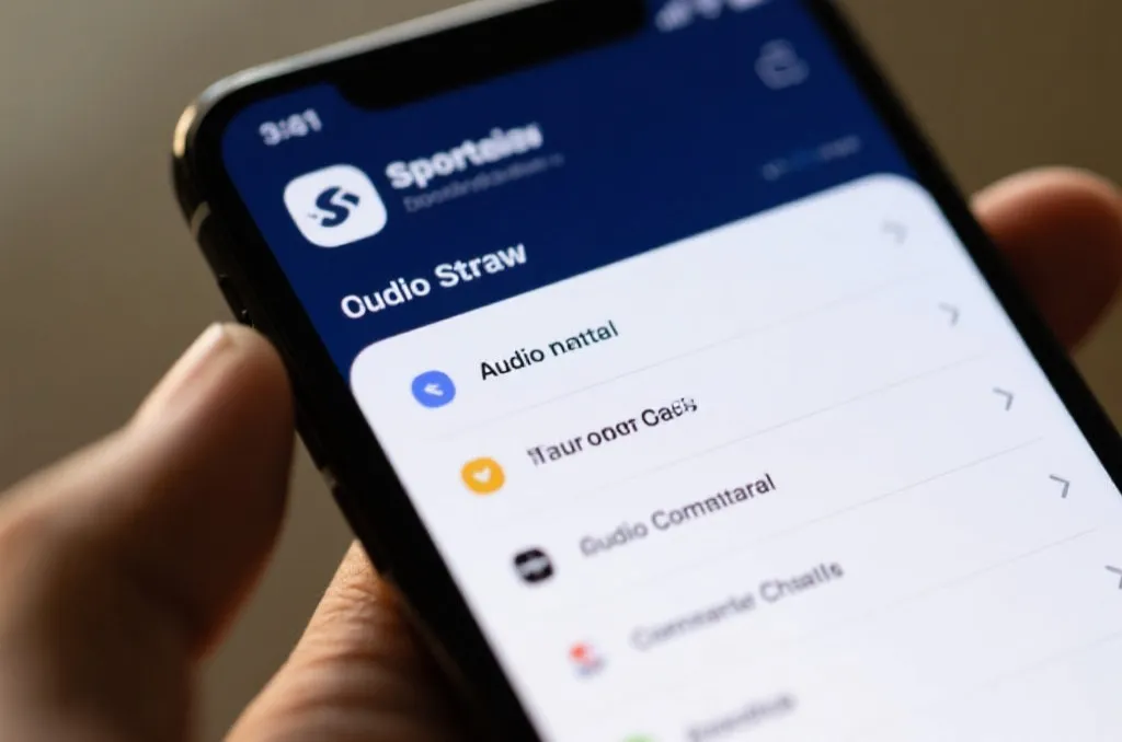 手机App界面上切换不同解说声道的操作示意